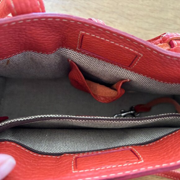 Dooney & Bourke Satchel, orange/red, with tassel - Picture 3 of 5